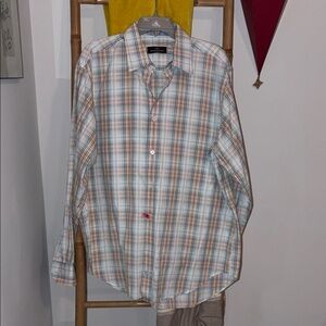 Bugatchi Men's Plaid Button-Down Shirt in Light Blue & Tan